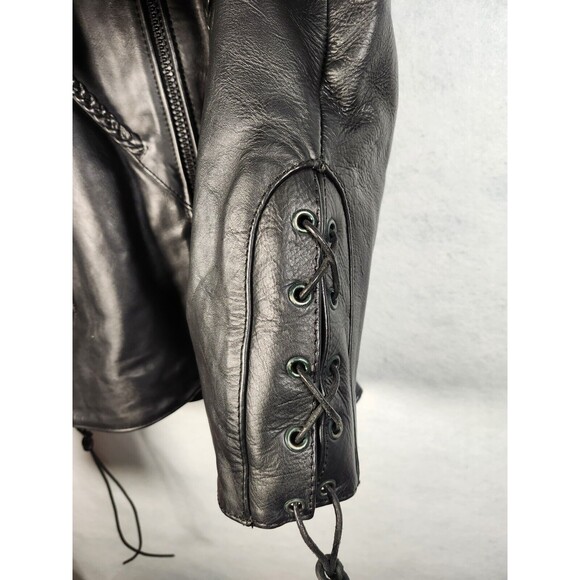 INTERSTATE LEATHER Womens LARGE Lined Biker Motorcycle Jacket Heavy Moto - Picture 4 of 15